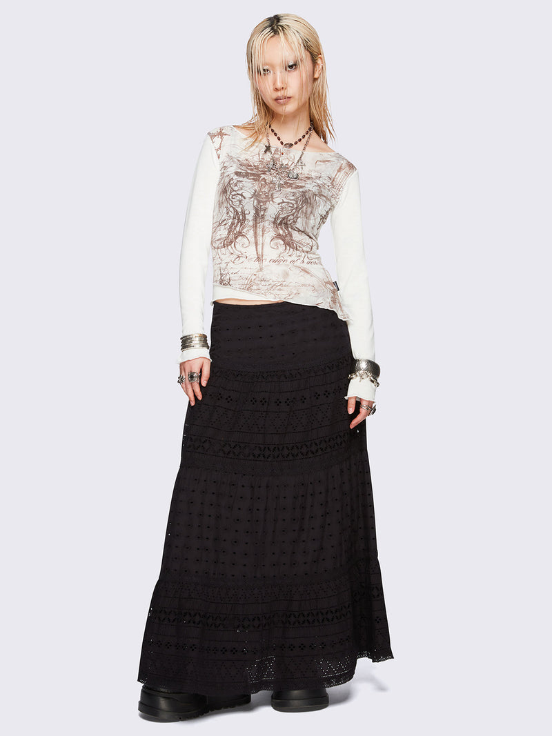 Ophelia Black Maxi Skirt