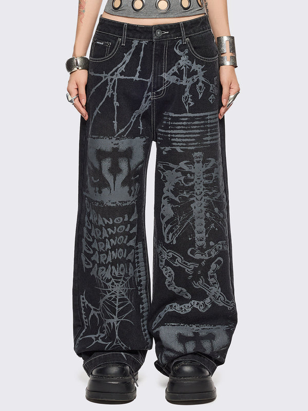 Paranoia Graphic Baggy Jeans