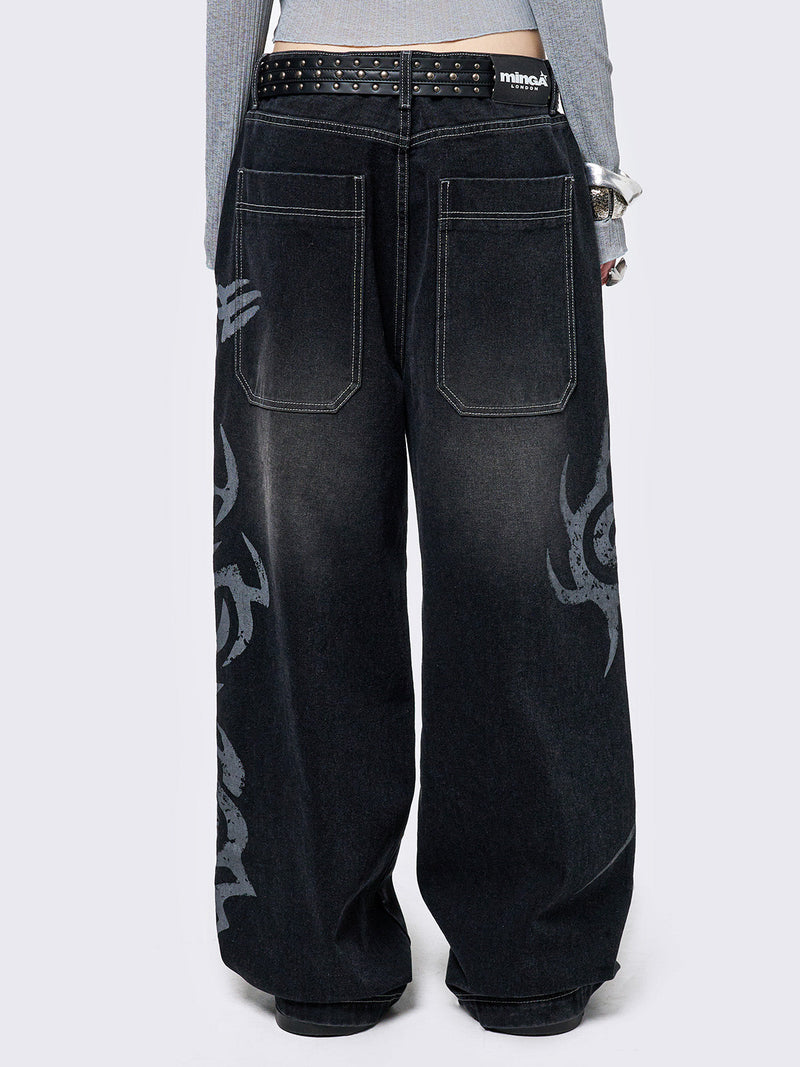 Rave Graphic Baggy Jeans