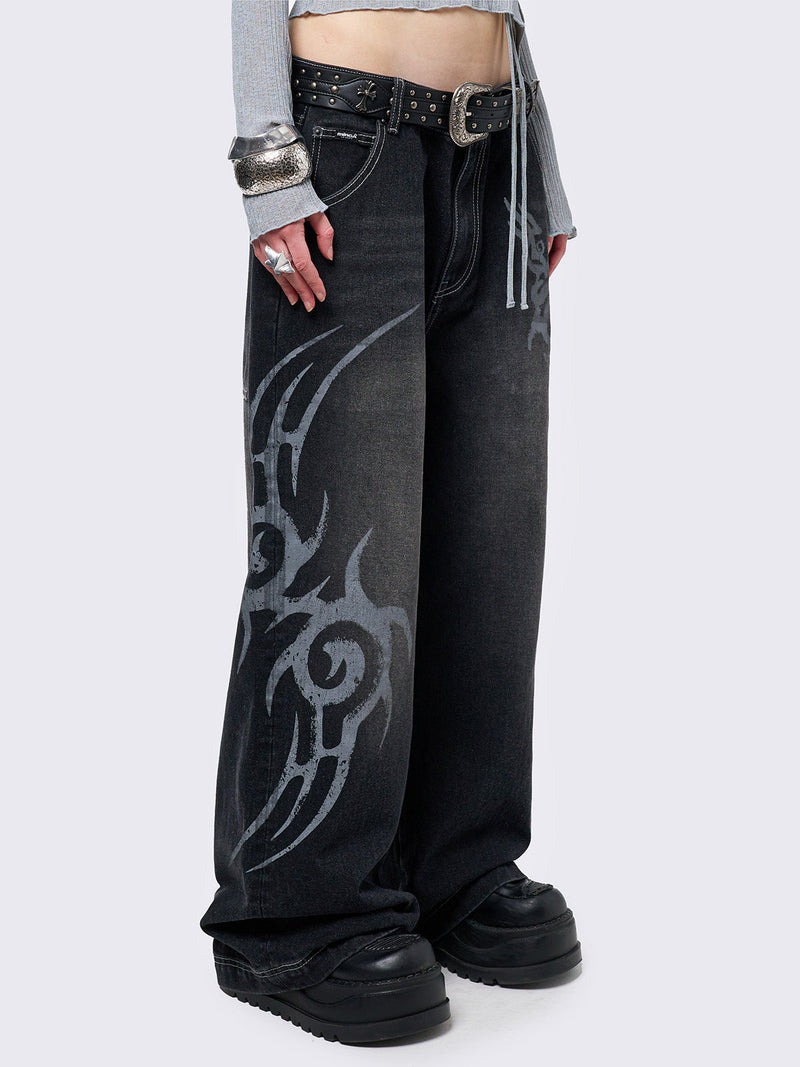 Rave Graphic Baggy Jeans