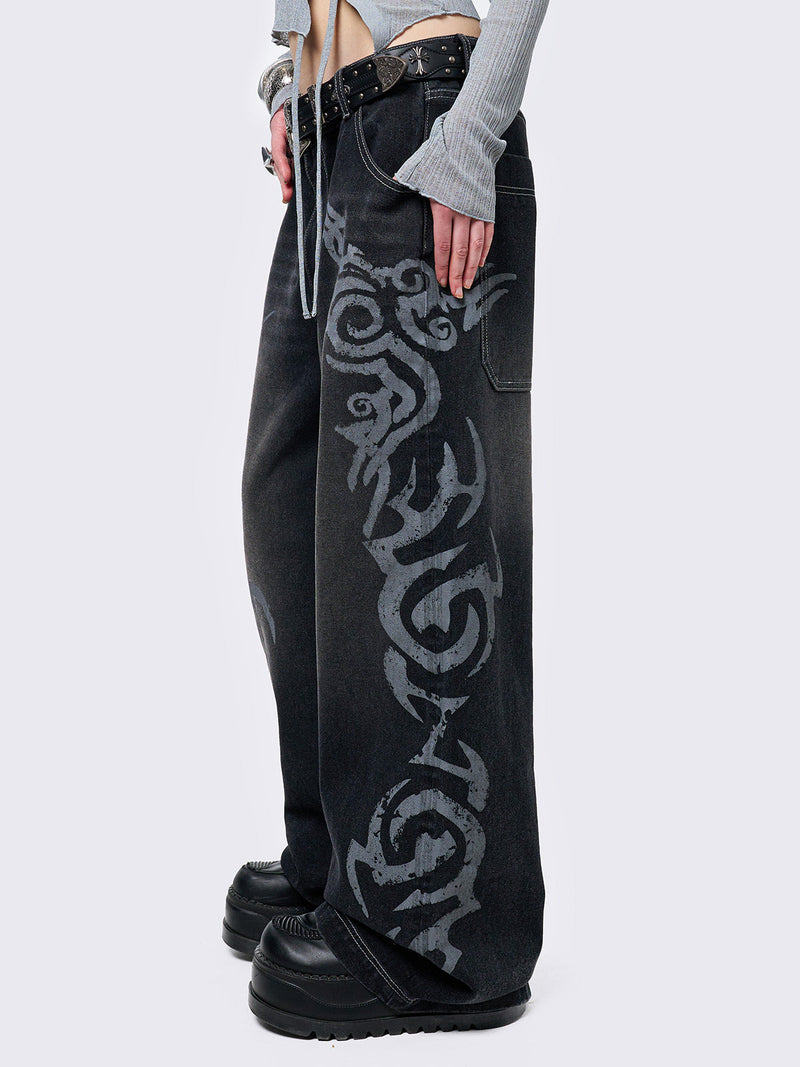 Rave Graphic Baggy Jeans
