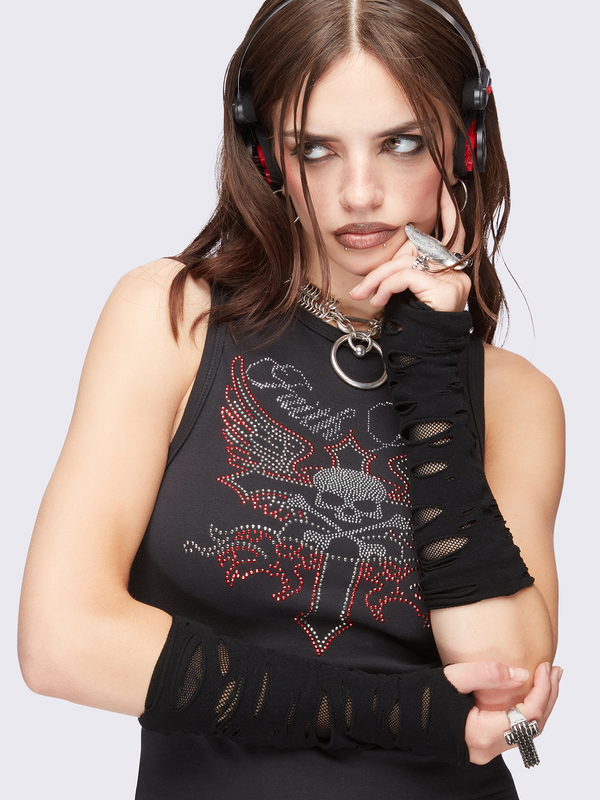 Ripped Fishnet Arm Warmers