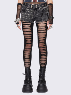Slashed Fishnet Tights