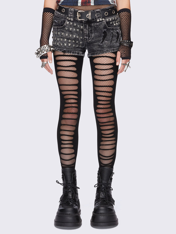 Slashed Fishnet Tights