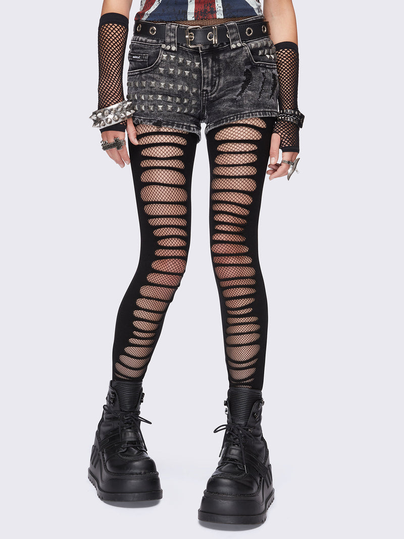 Slashed Fishnet Tights