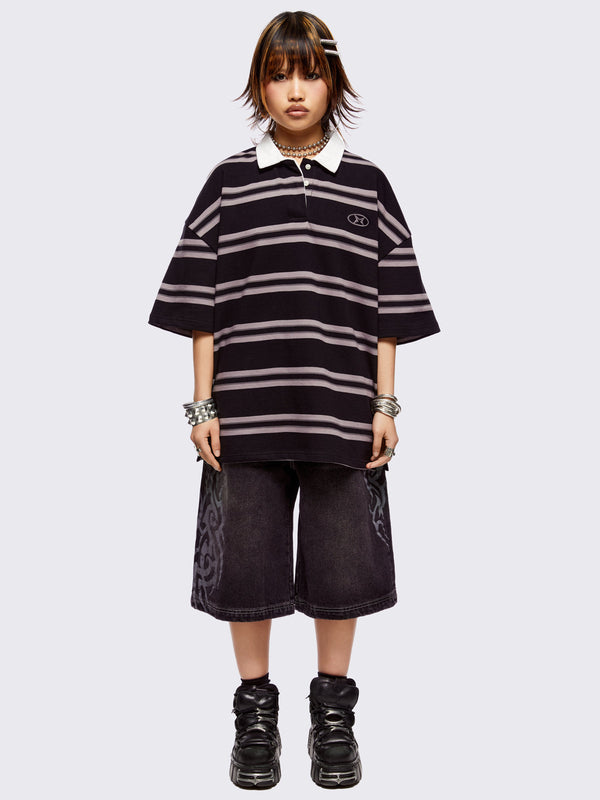 Taylor Black Striped Polo