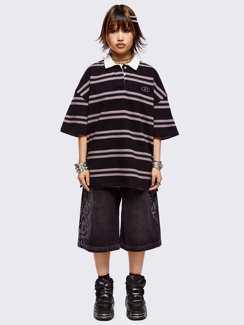 Taylor Black Striped Polo