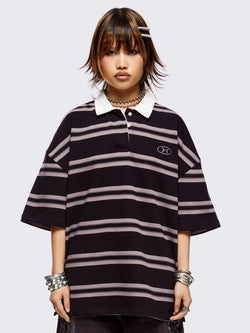 Taylor Black Striped Polo