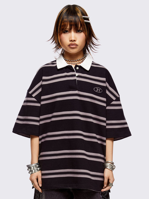 Taylor Black Striped Polo