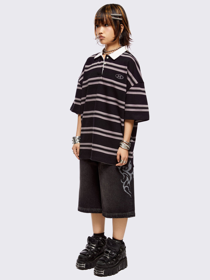 Taylor Black Striped Polo