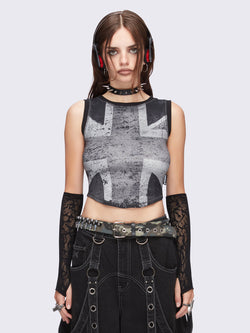 Union Jack Black Vest Top