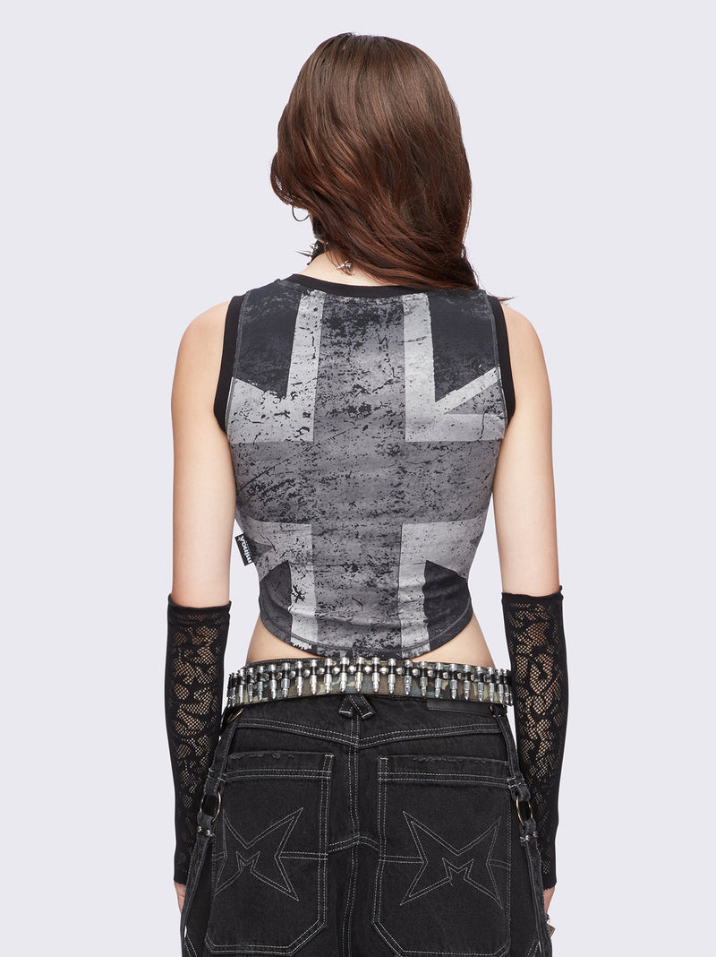 Union Jack Black Vest Top